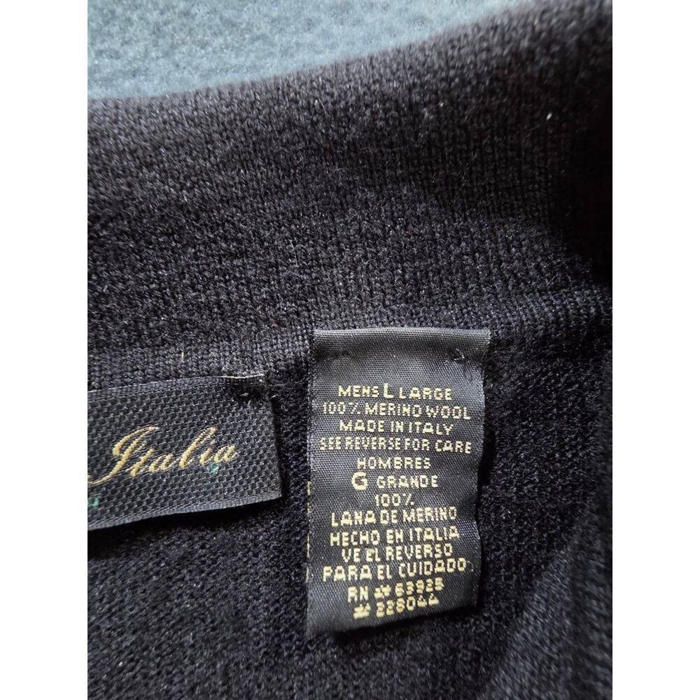 Cortina Italia Men's 100% Merino Wool Long Sleeve Polo Sweater Black L A010558 - Picture 5 of 6